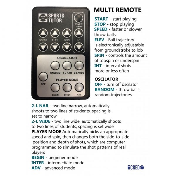 Tennis Tutor Plus Player with MULTI remote control